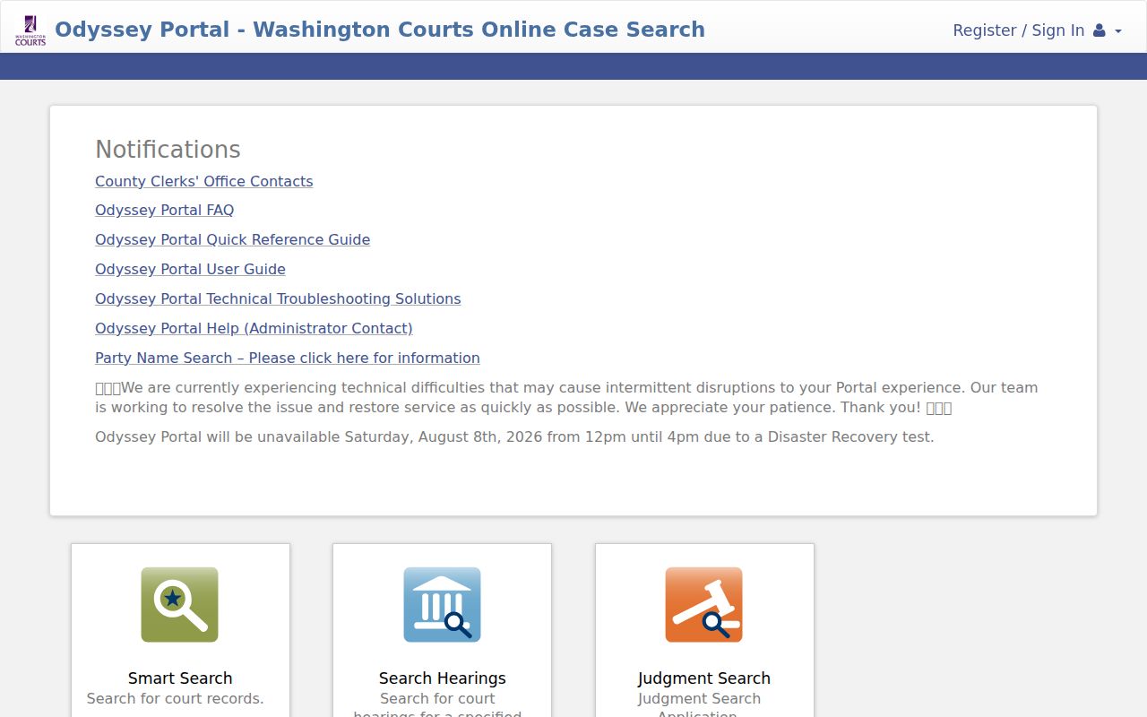 Bellingham people search in the Whatcom Superior Court Odyssey portal