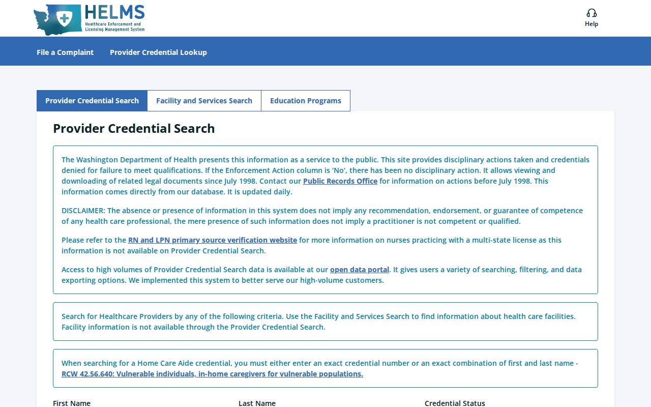Bellingham people search through Washington provider credentials