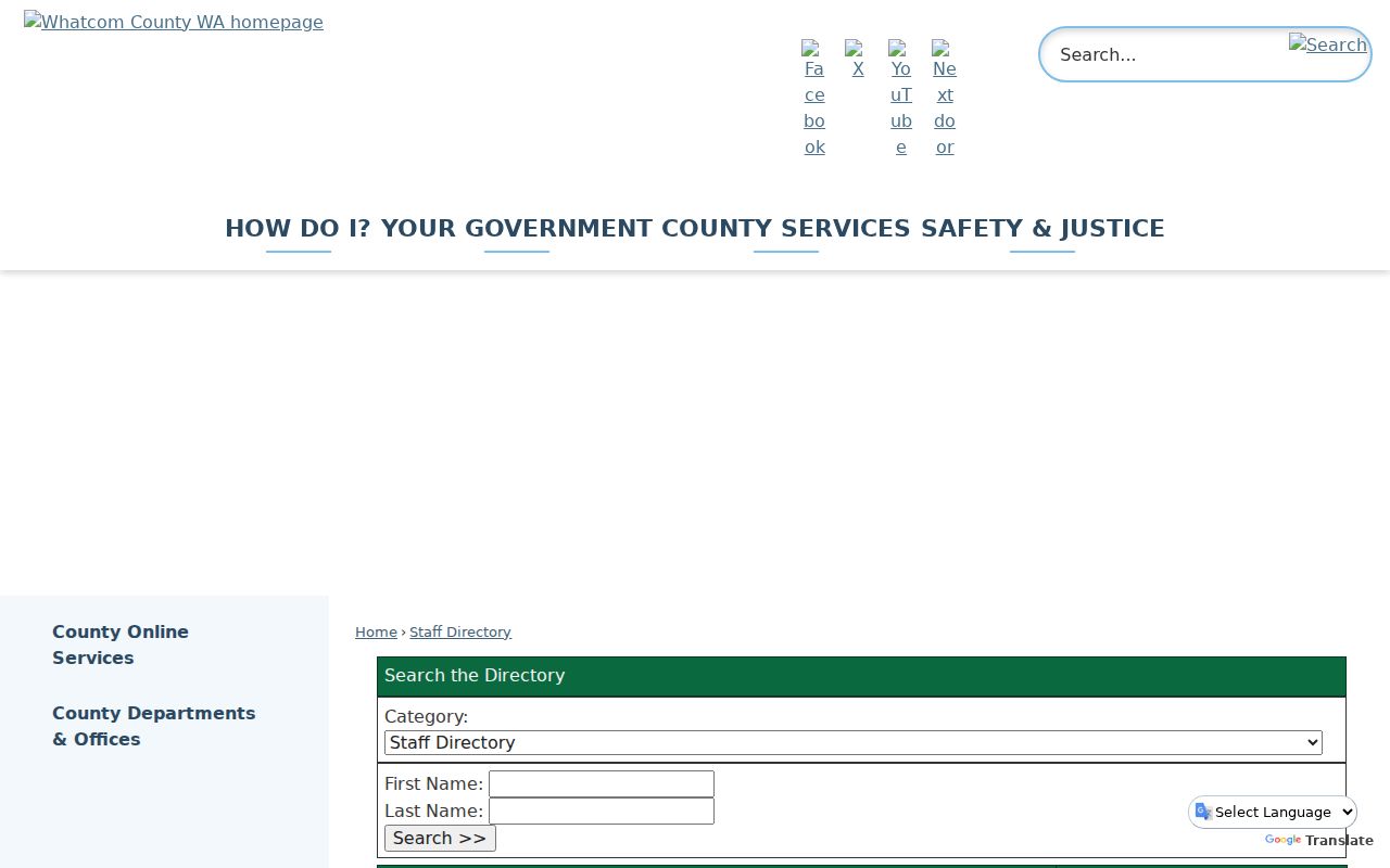 Bellingham people directories Whatcom County staff search