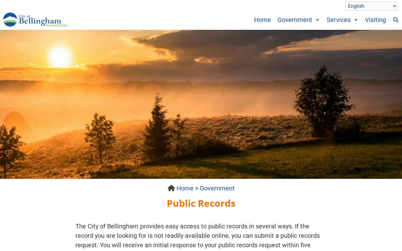 Bellingham public records catalog and City request entry