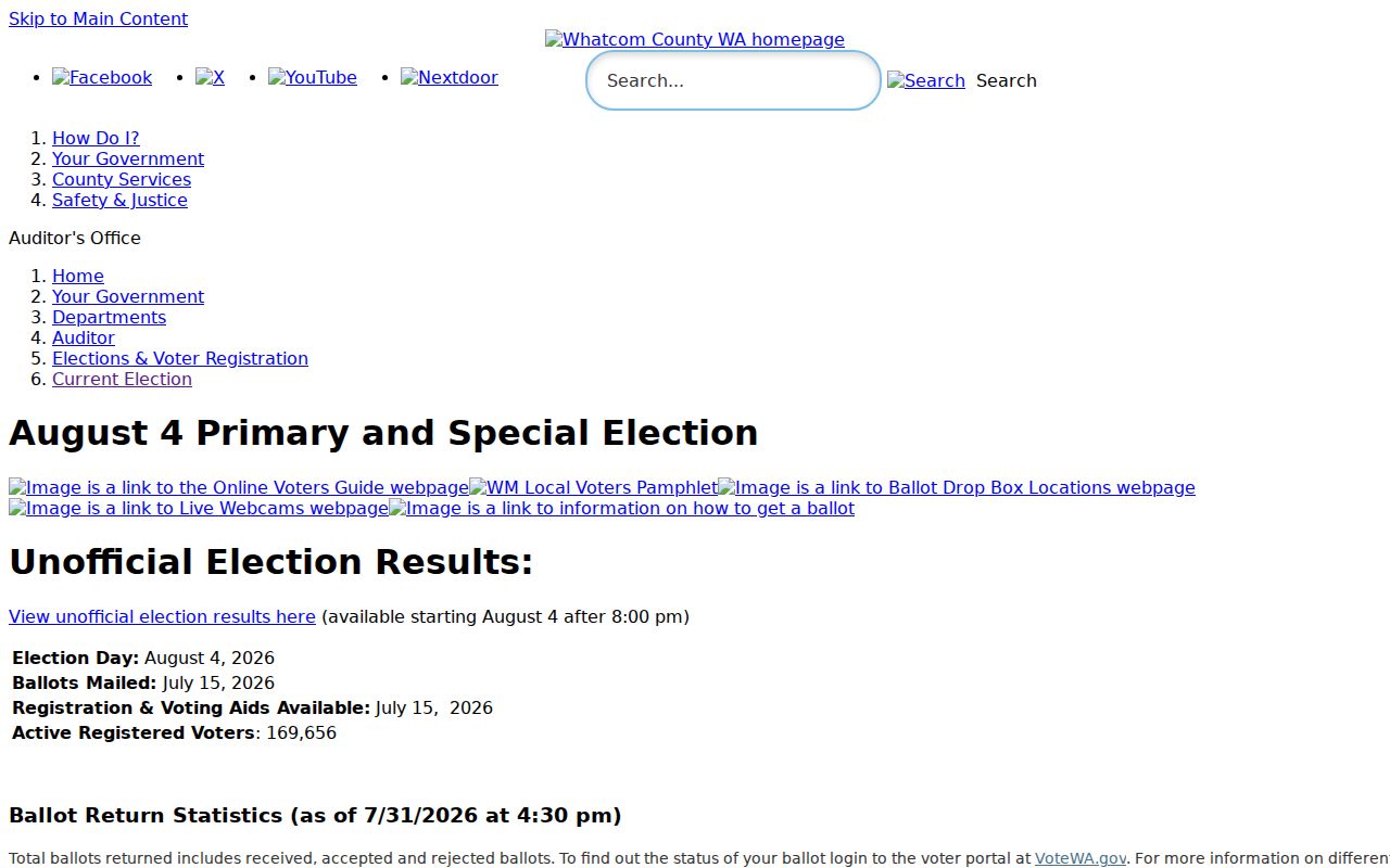 Bellingham voter registration records Whatcom County Elections office