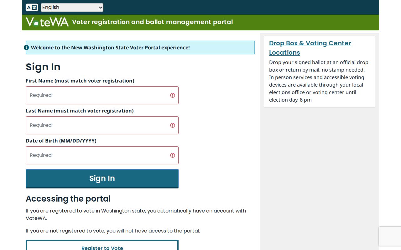 Bellingham voter registration records VoteWA lookup fields